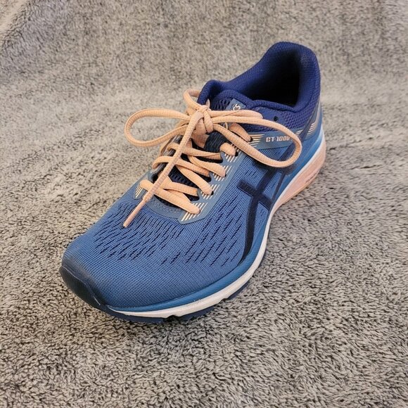 ASics GT 1000 Womens Running Shoes‎ Size 7 Blue Sneakers Mesh Duomax Train 17302 - Picture 1 of 12